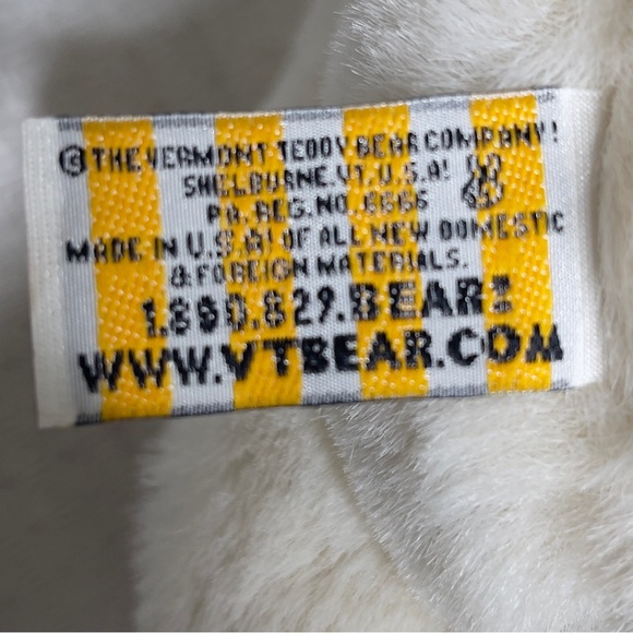Vermont Teddy Bear White With rotatable Jointed Limbs, Head And Blue Eyes - Picture 12 of 12